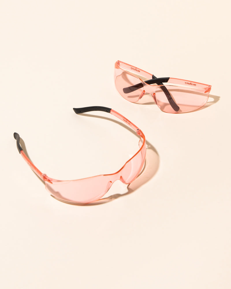 pink safety glass with logo