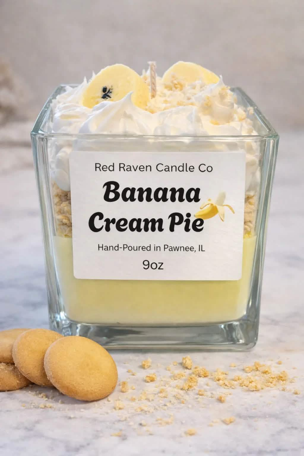 Banana Cream Pie Layered Bakery Scented Candle - Red Raven Candle Co