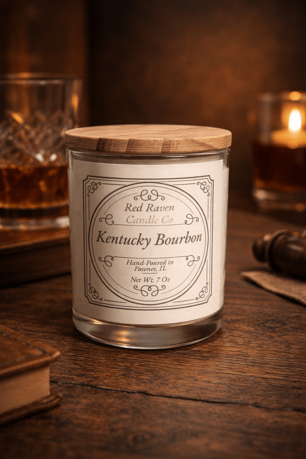 Kentucky Bourbon – 7 oz Artisan Scented Candle - Red Raven Candle Co
