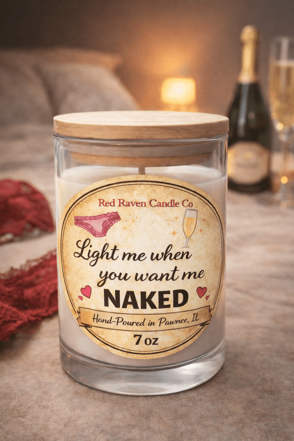 Light Me When You Want Me Naked – Funny Adult Cheeky Scented Candle (7oz) - Red Raven Candle Co