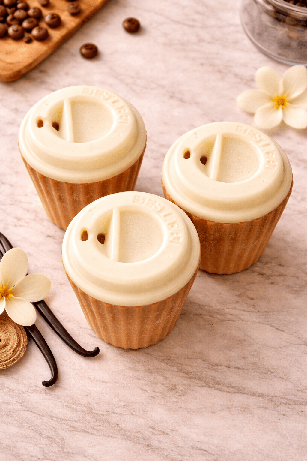 French Vanilla Latte Mini Coffee Cup Wax Melts – 3 Pack (3oz Total) - Red Raven Candle Co
