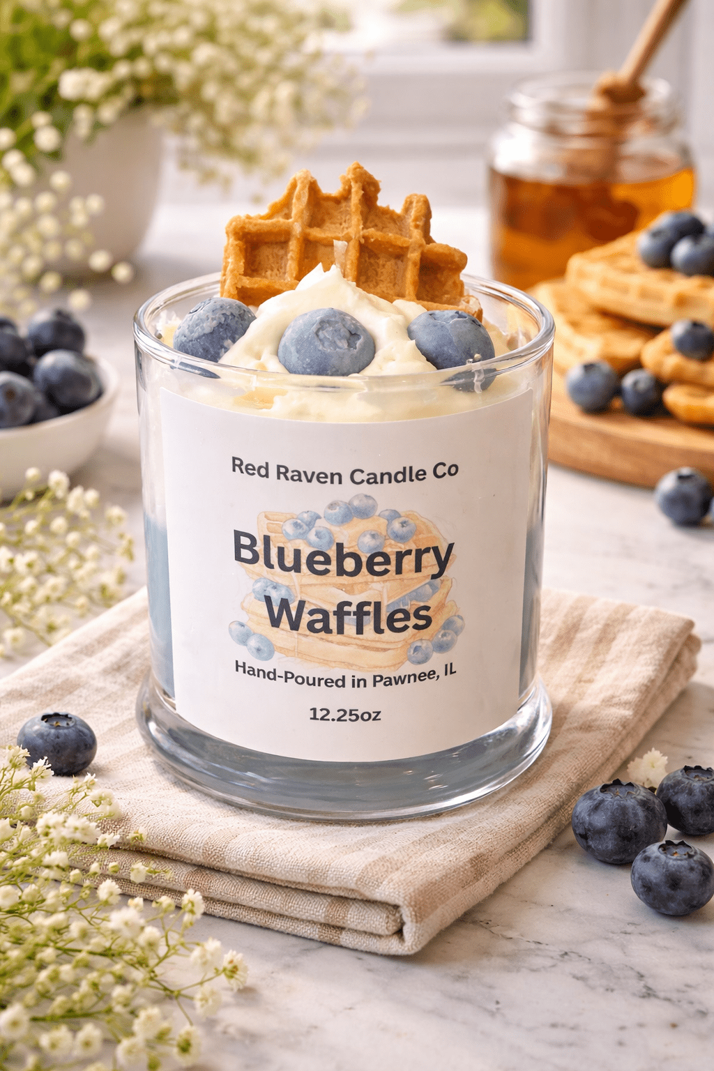 Fan Favorites Trio - Blueberry Waffle, Strawberry Shortcake & Fruit Loops Scented Dessert Candles - Red Raven Candle Co