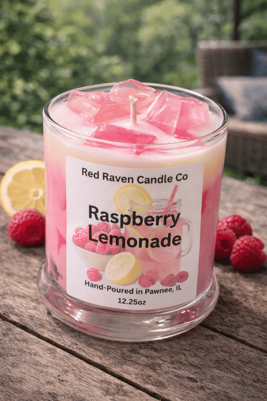 Raspberry Lemonade Dessert Scented Candle – 12.25oz Iced Drink Candle - Red Raven Candle Co