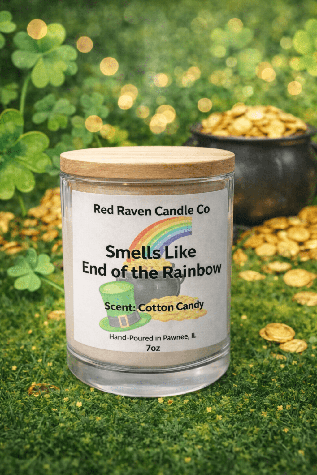 St. Patrick's Day - End of the Rainbow Cotton Candy Scented Candle - Red Raven Candle Co