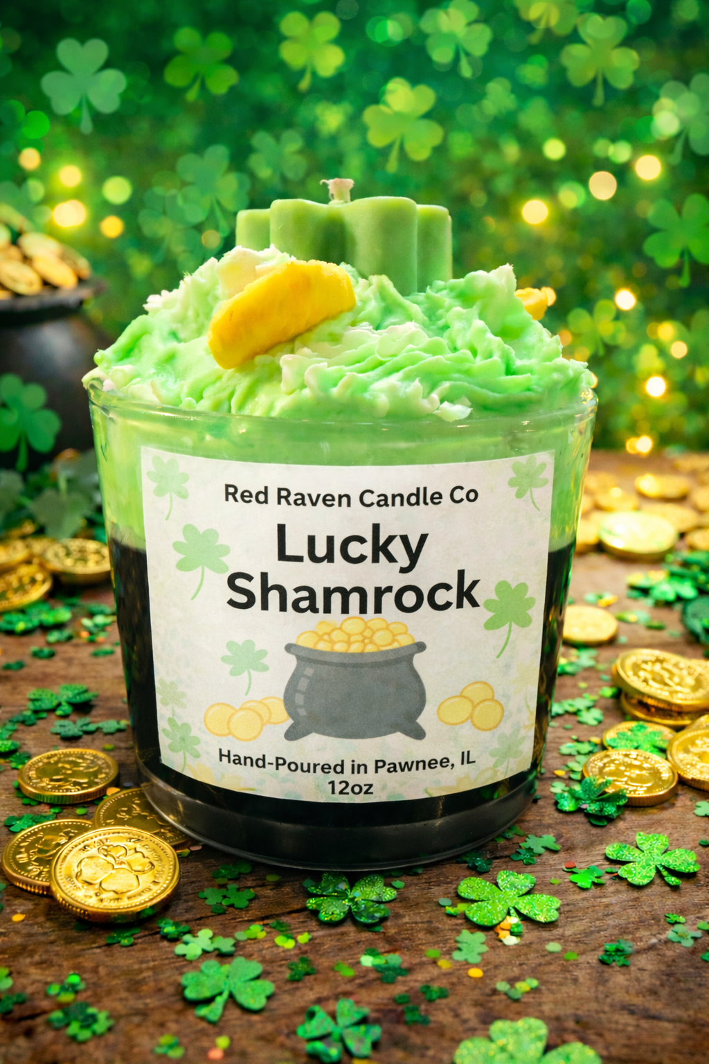 Lucky Shamrock Candle – St. Patrick’s Day Dessert Scented Candle - Red Raven Candle Co