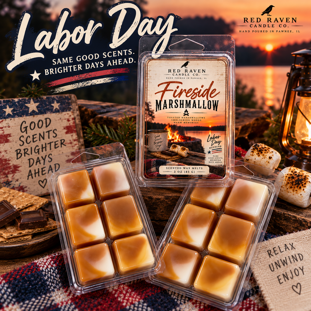 Labor Day Fireside Marshmallow Wax Melt – 3 oz