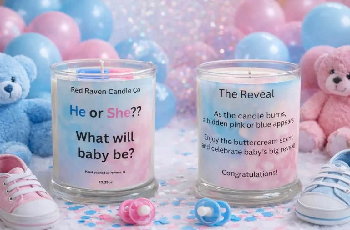 Gender Reveal Candle - Red Raven Candle Co