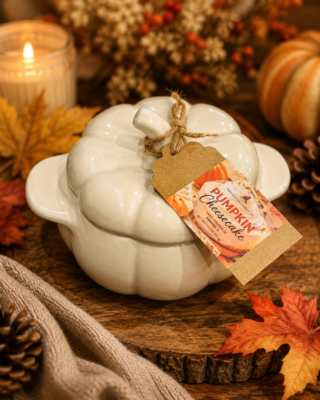 Pumpkin Cheesecake Candle | Ceramic Pumpkin Vessel